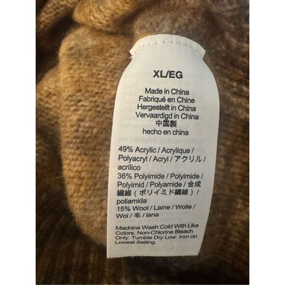 Madewell Crew Neck Space Dye Pleated Sleeve Wool Blend Sweater Cream/Tan Size XL - Picture 9 of 13